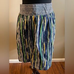 Porridge By Anthropologie Lined Skirt Women's Size 12 Blue Green Striped